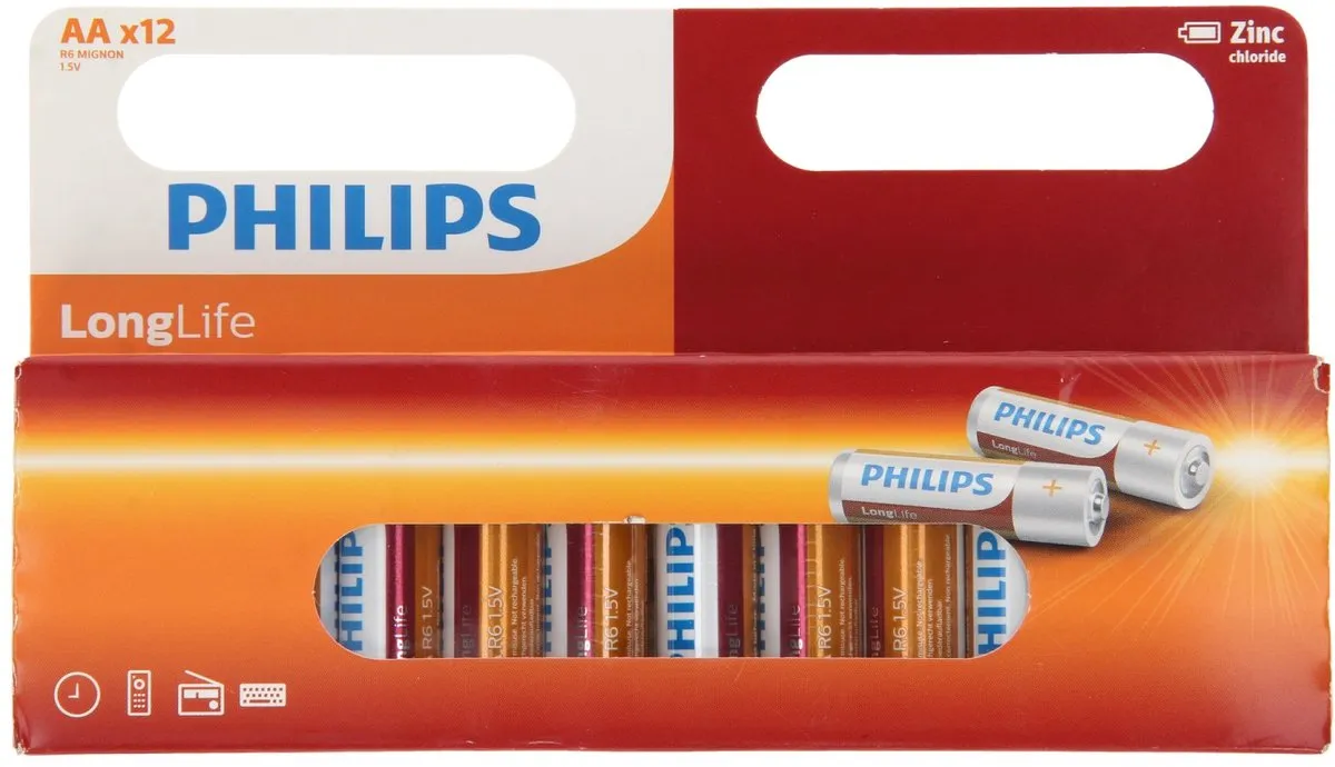 Philips LongLife AA Batterijen R6 - 12 Stuks
