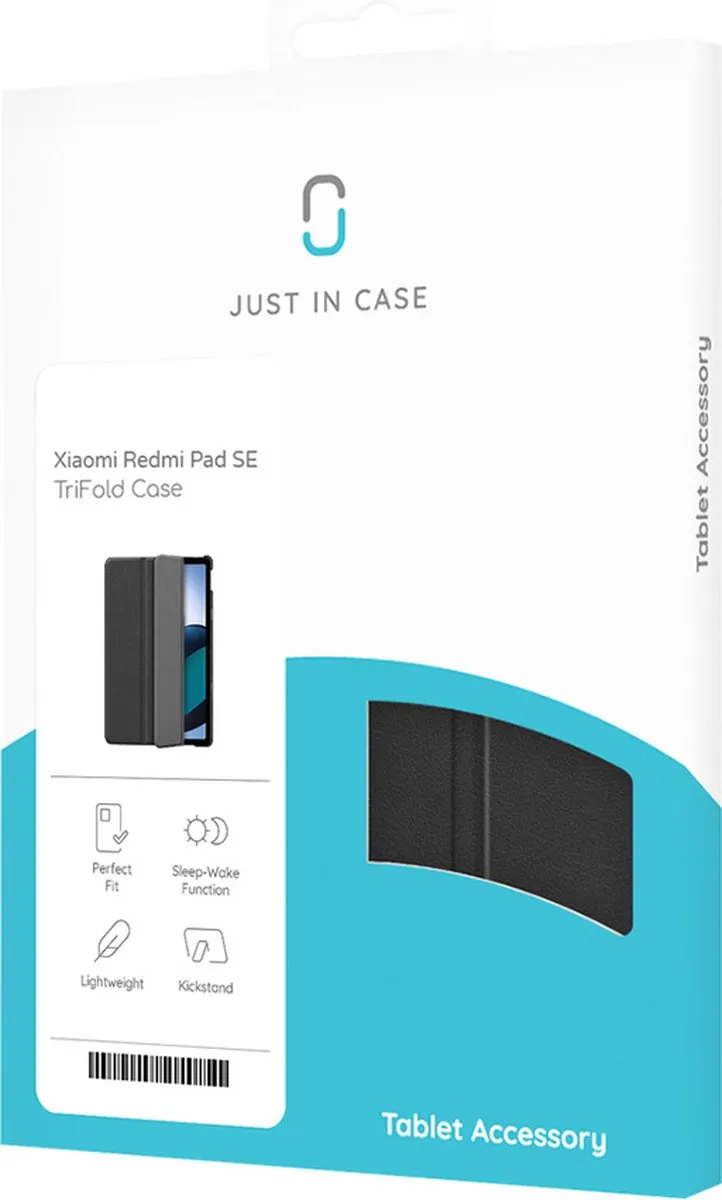 Xiaomi Redmi Pad SE Bookcase hoesje - Just in Case - Effen Zwart - Kunstleer