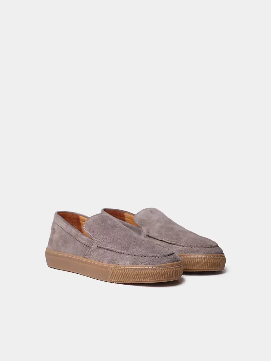Suède loafers voor heren met rubberen zool