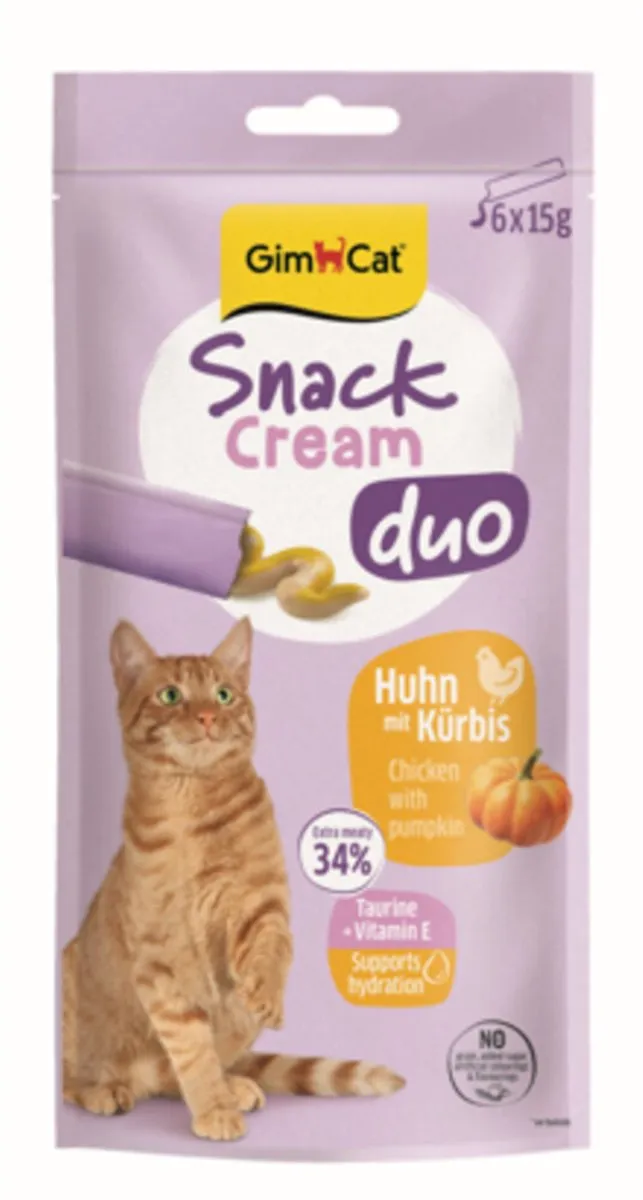GimCat Kattensnack Cream Duo Kip & Pompoen