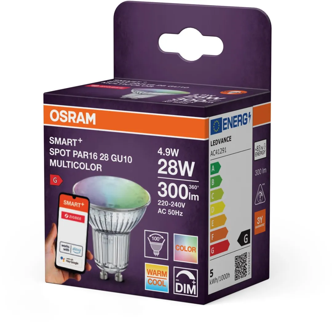 Osram Smart+ ZigBee PAR16 Spot 4,9W RGBW - 16 Miljoen Kleuren - afbeelding 6 van 6