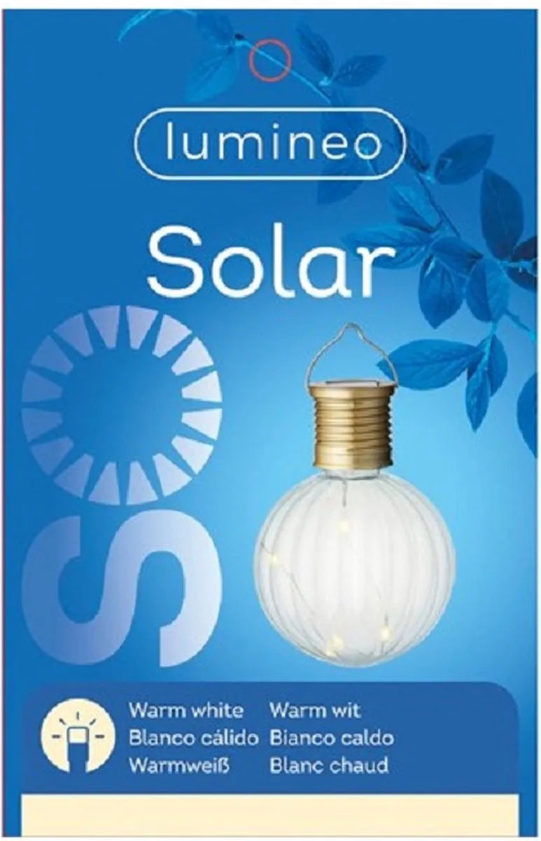 Lumineo LED Lampion Solar Tuinverlichting 11cm - Transparant