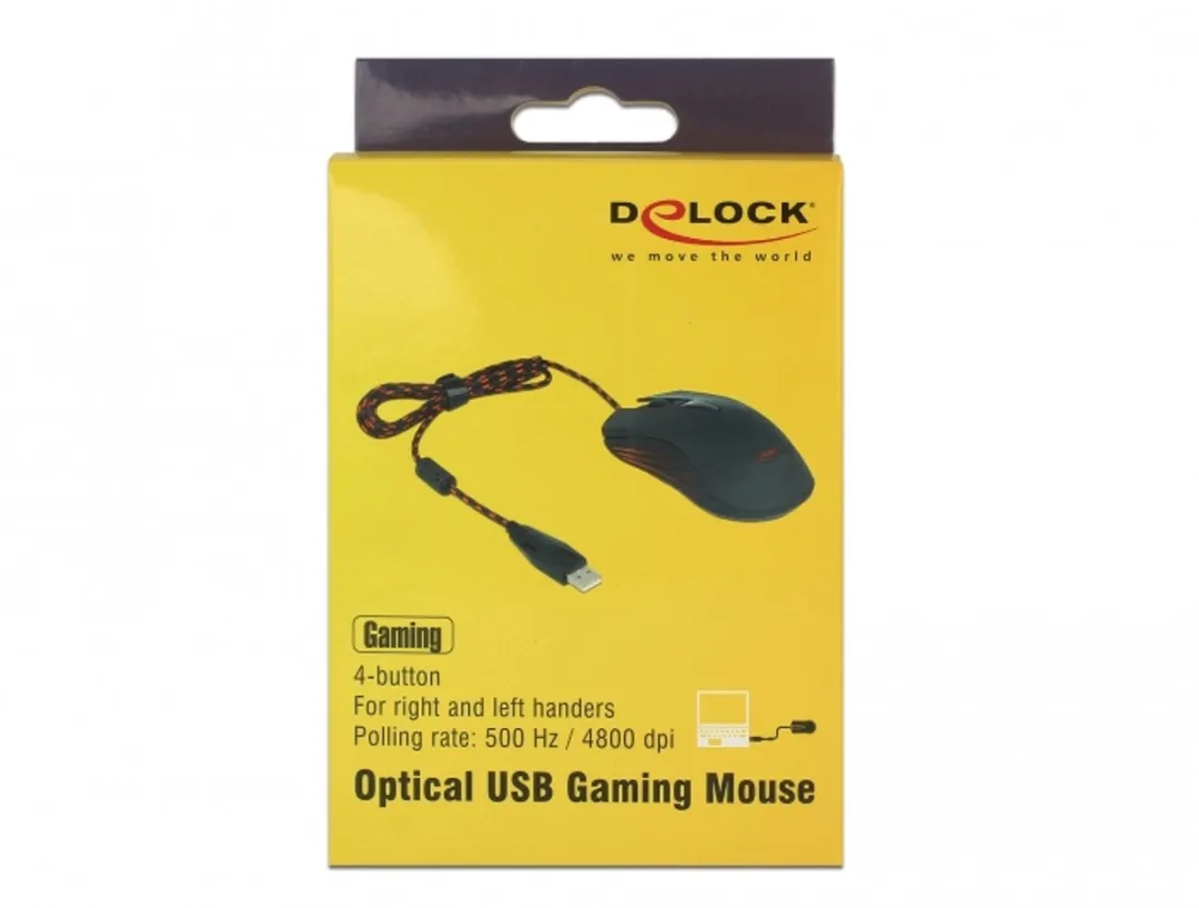 Delock 12531 USB Gamingmuis - 4 Knoppen - Zwart/Rood