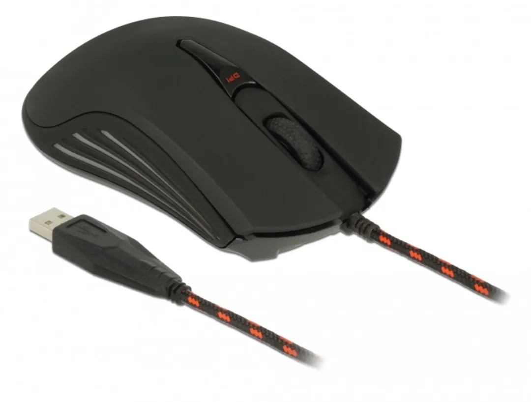 Delock 12531 USB Gamingmuis - 4 Knoppen - Zwart/Rood