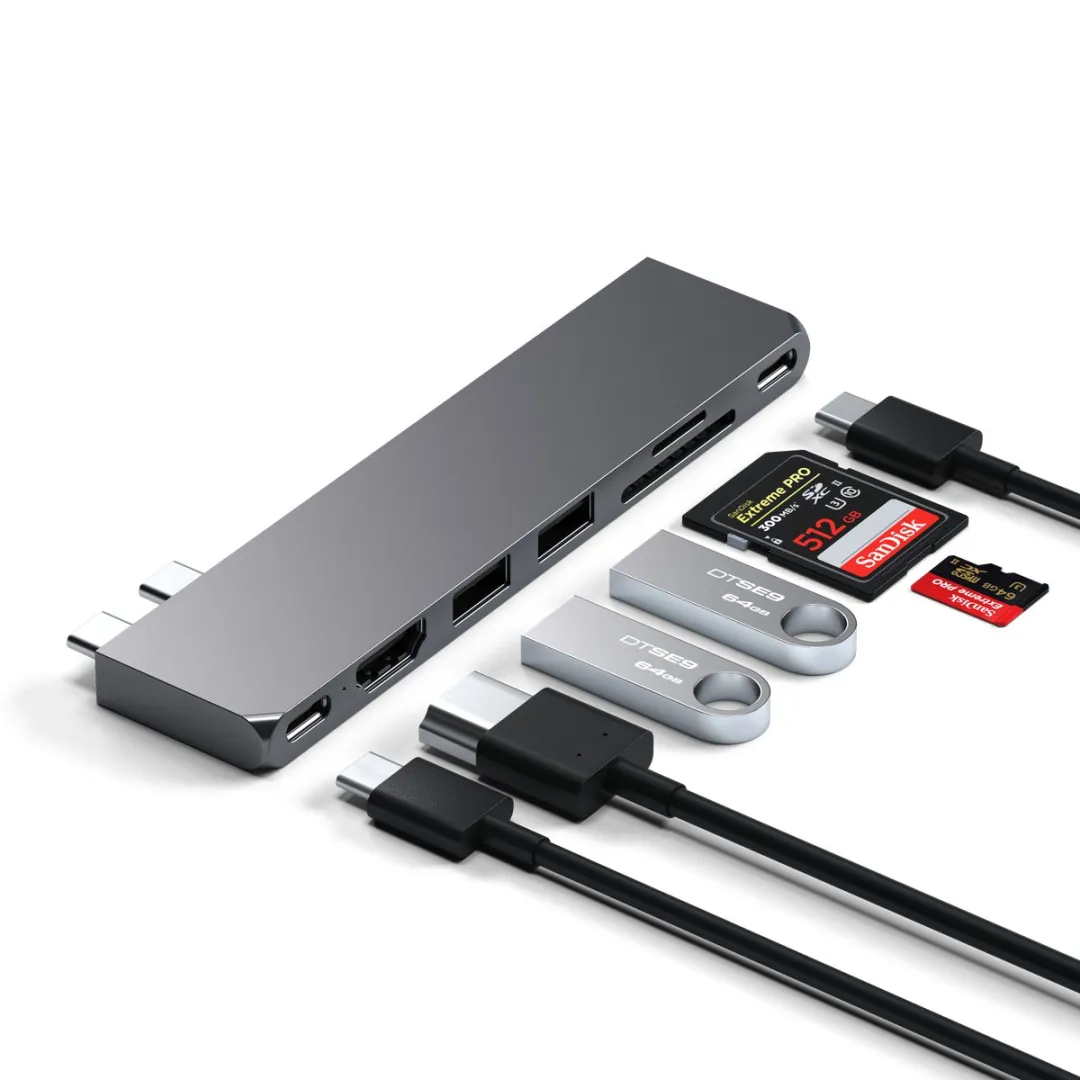 Satechi USB-C Pro Hub Slim Adapter - Grijs