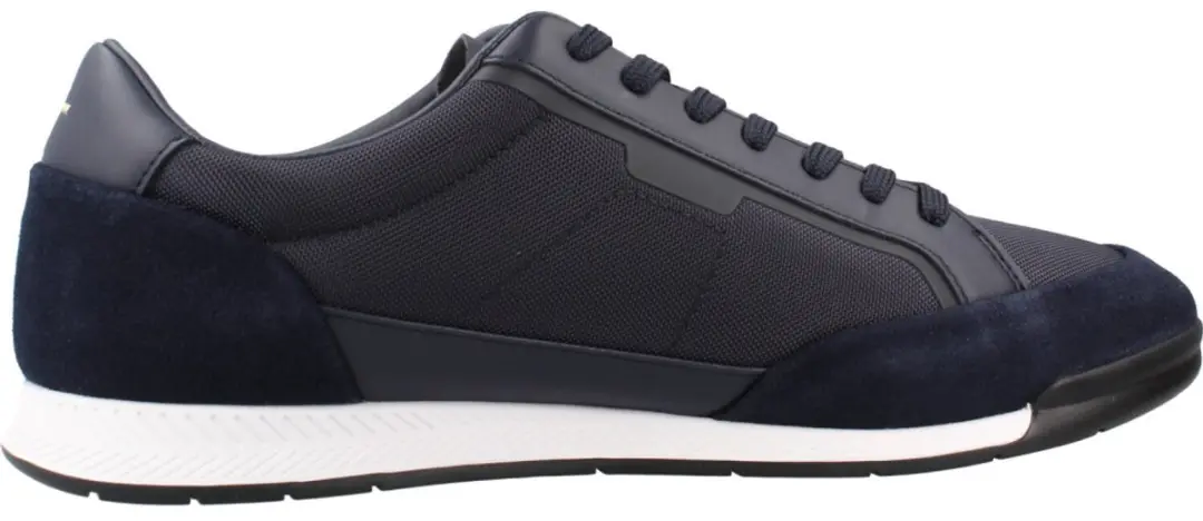 BOSS Black sneakers donkerblauw koeleder suede element