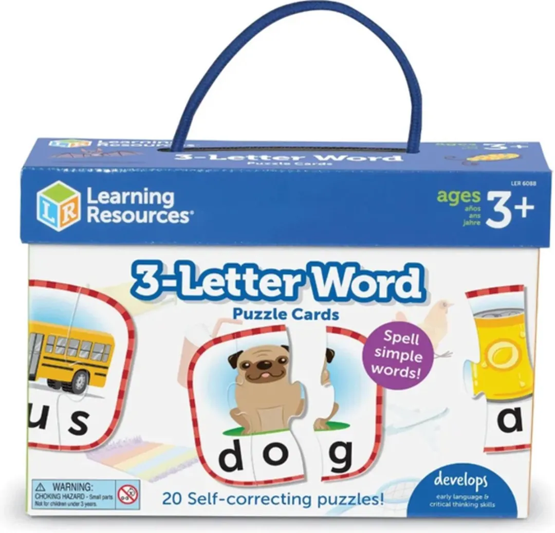 Puzzelkaarten 3-letterwoorden Engels LER6088 - 20 Stuks