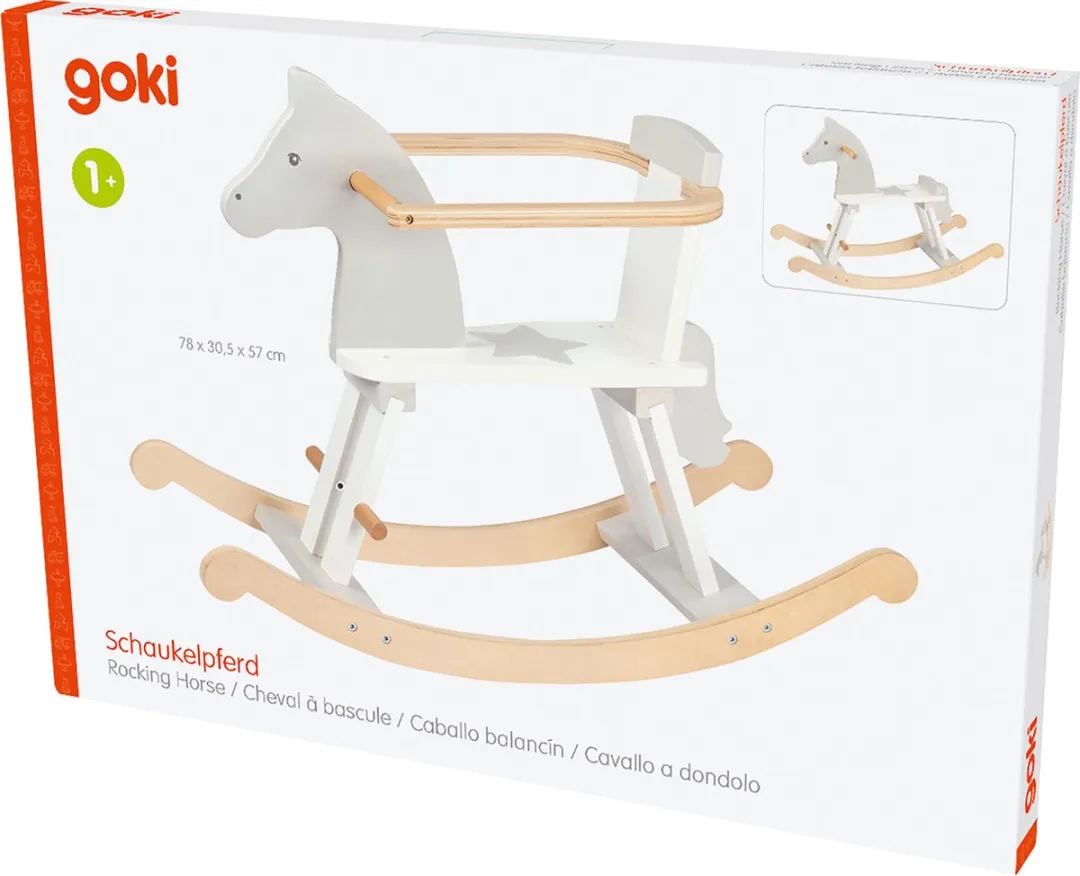Goki Schommelpaard 53933 - Wit - 78x30,5x57cm