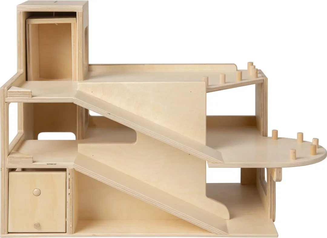 Van Dijk Toys Houten Speelgoedgarage 2-Verdiepingen - Multikleur