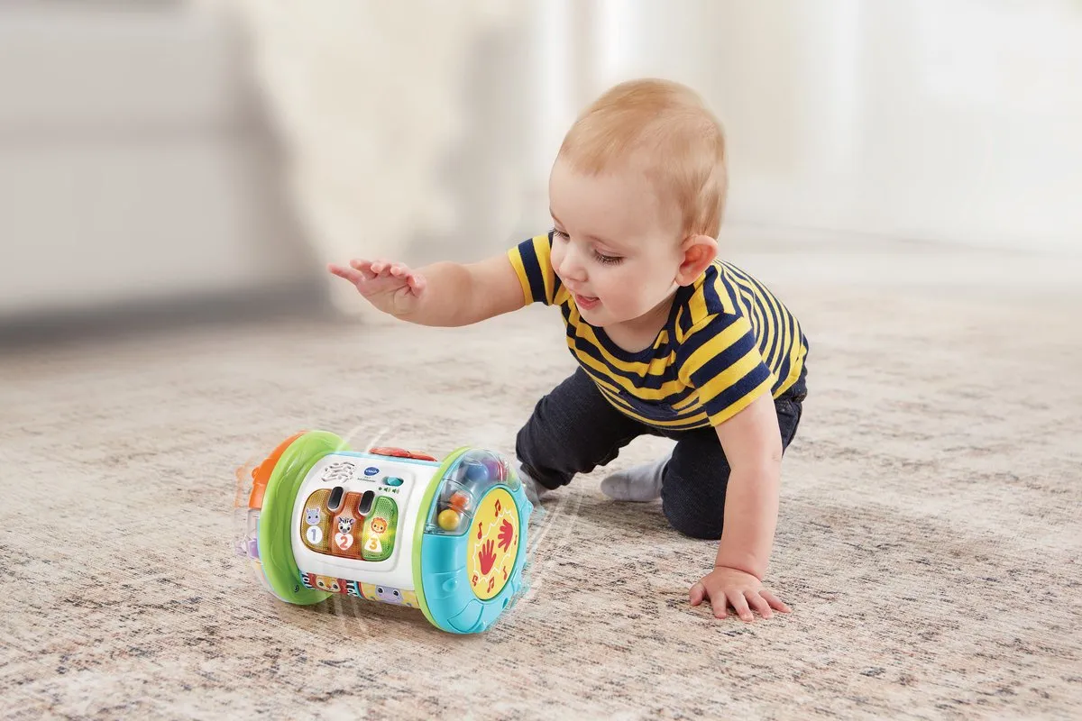 VTech Baby 3-in-1 Kruiprol - Educatief Speelgoed - Activiteitenroller met Lichts- en Geluidseffecten - Baby Speelgoed