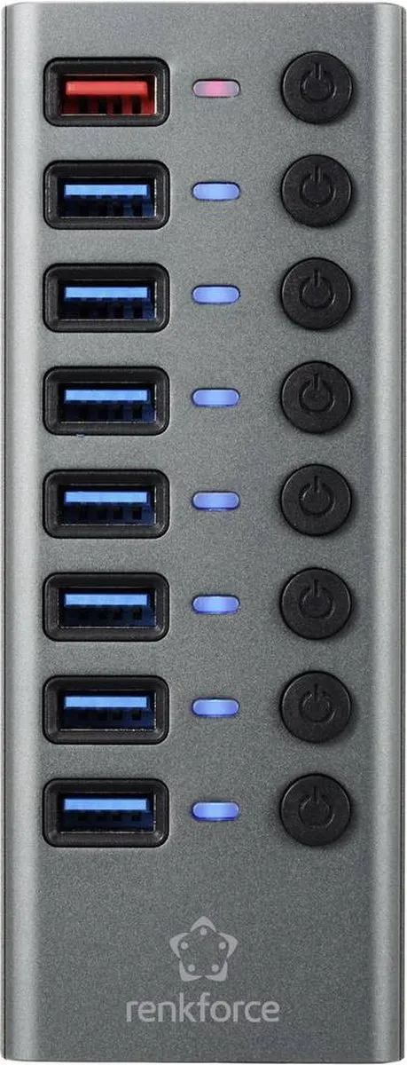 Renkforce RF-HUB-380 USB-hub 8 Poorten USB 3.2 Gen2 - Zilver-zwart