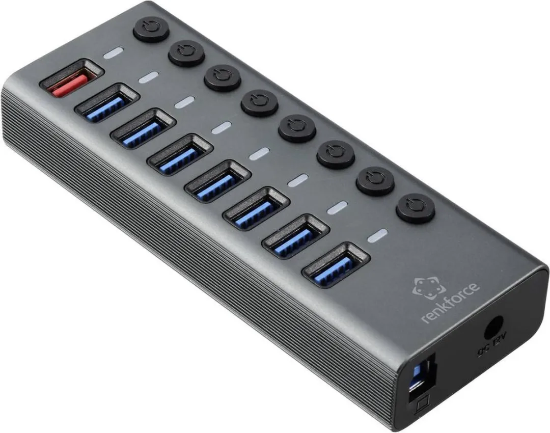 Renkforce RF-HUB-380 USB-hub 8 Poorten USB 3.2 Gen2 - Zilver-zwart