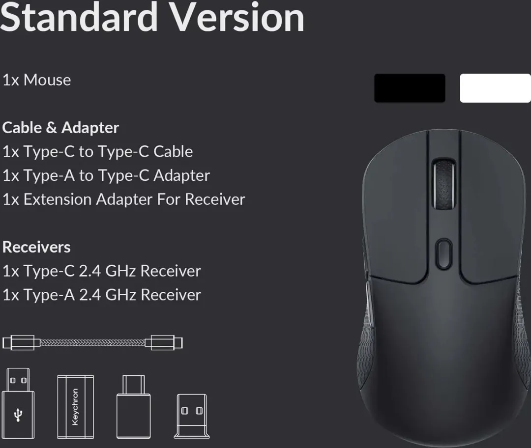 Keychron M3 M3-A3 Draadloze RGB Muis - Wit