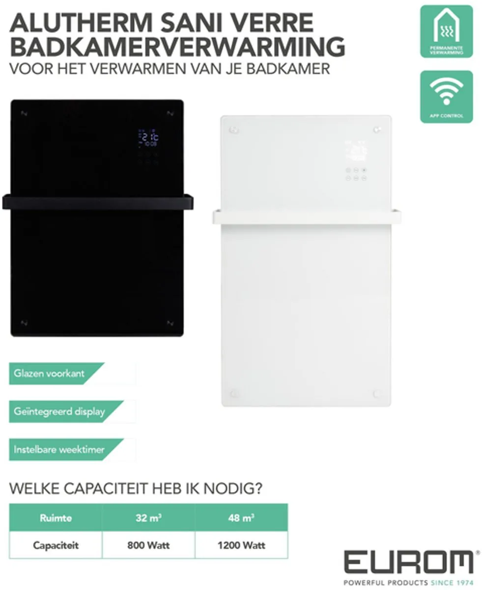 Eurom Alutherm 361261 Convectorkachel 1200W - Zwart mat