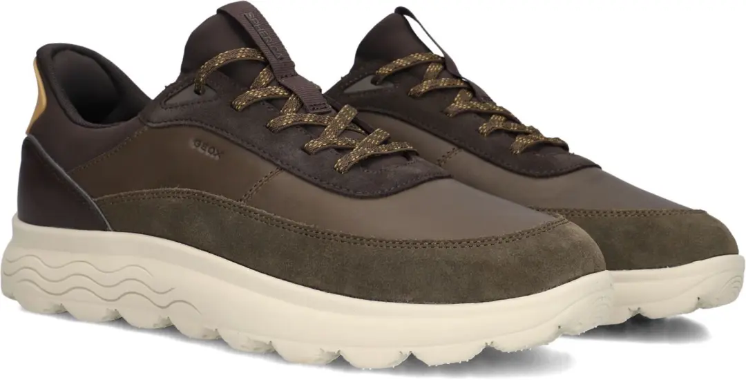 Geox Spherica Plus Heren Sneakers - Militair Groen/Donkerbruin - afbeelding 4 van 6