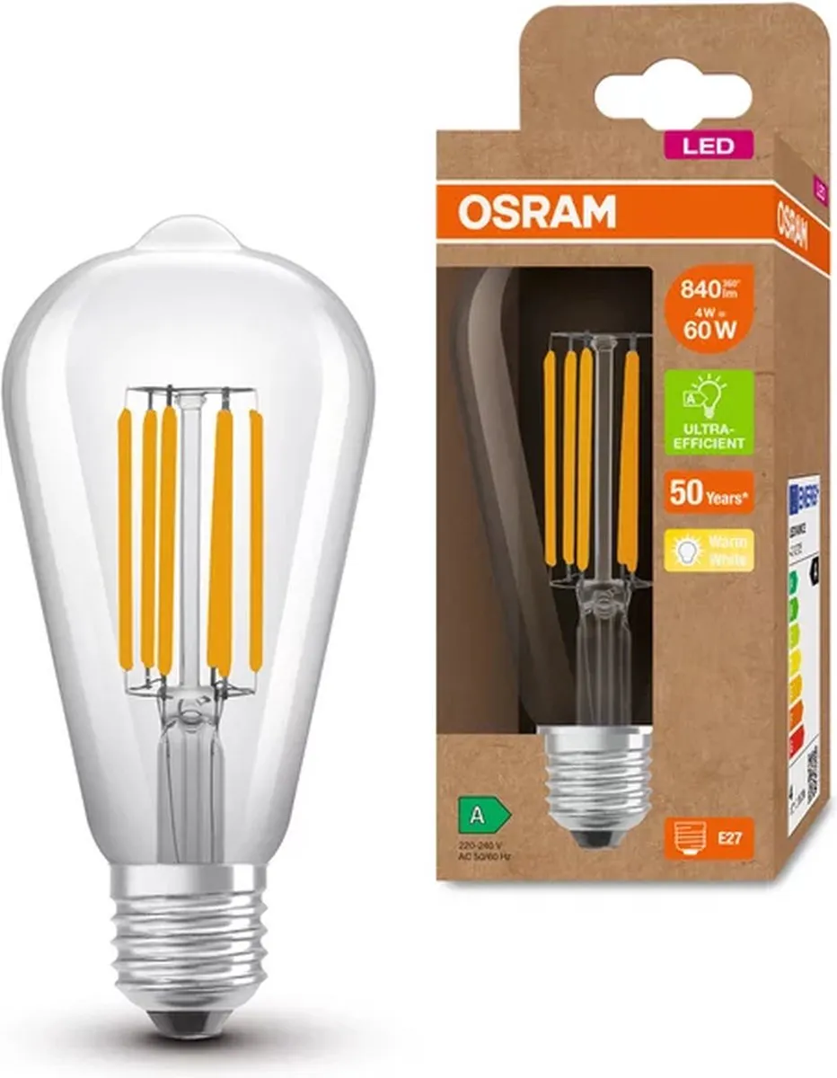 Osram LED Classic Edison E27 3,8W - Warm wit - afbeelding 6 van 6