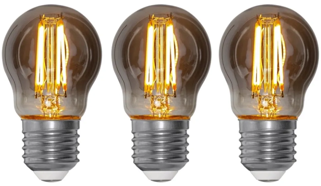 Star Trading Kogellamp 3-Pack - 2.9W - Super Warm Wit 2200K - Rookglas - Dimbaar