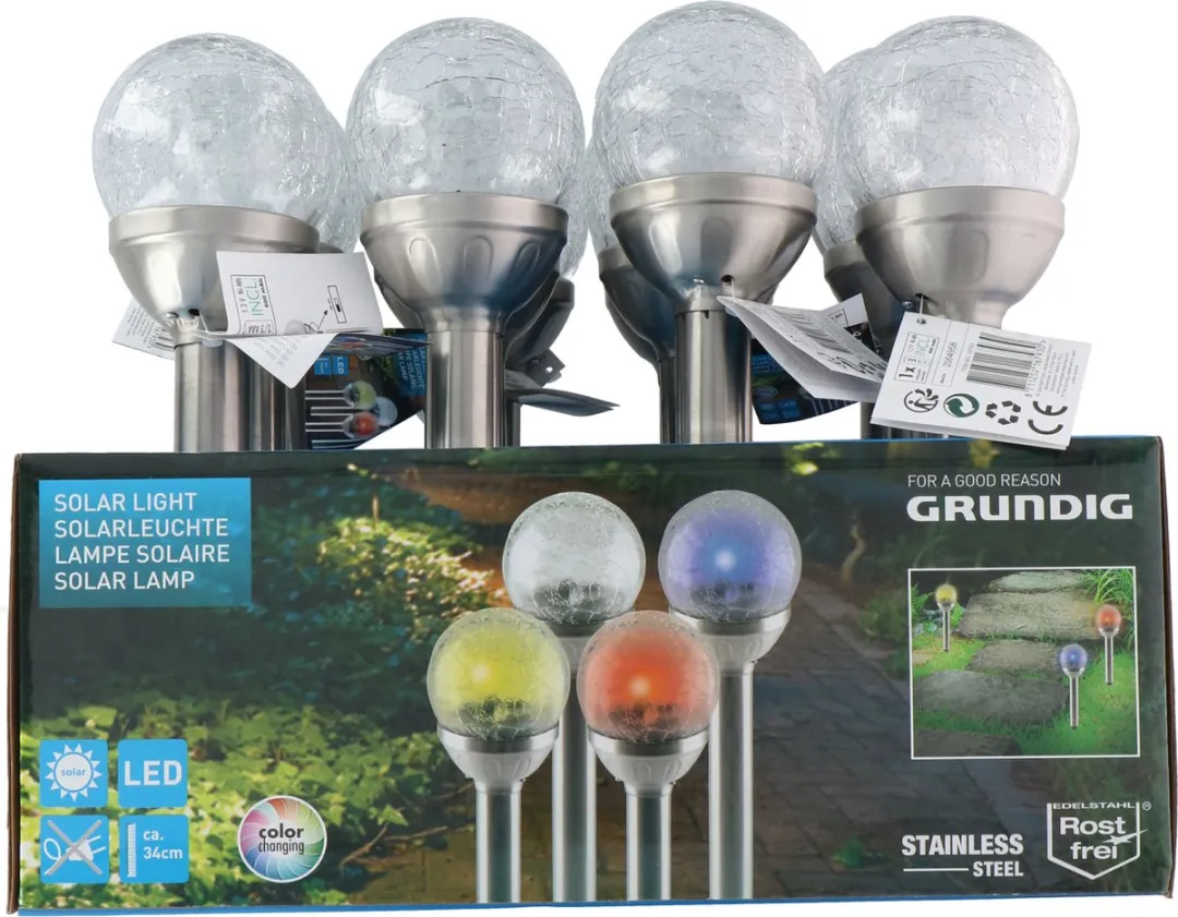 Grundig Solar Tuinlamp 2x - 25cm - Zilver