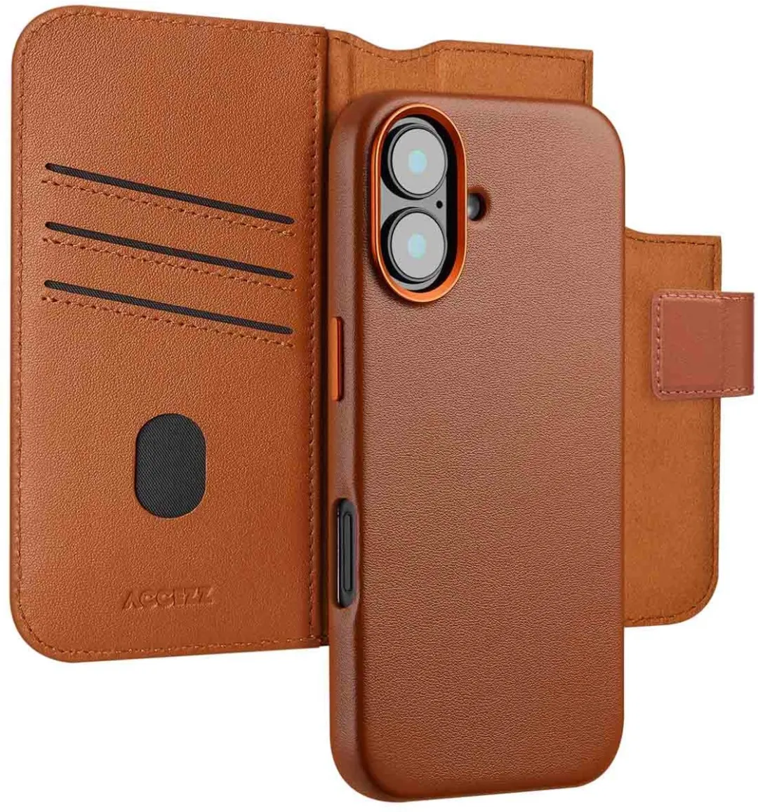 Accezz iPhone 16 Leather Bookcase Hoesje 3 Pasjes
