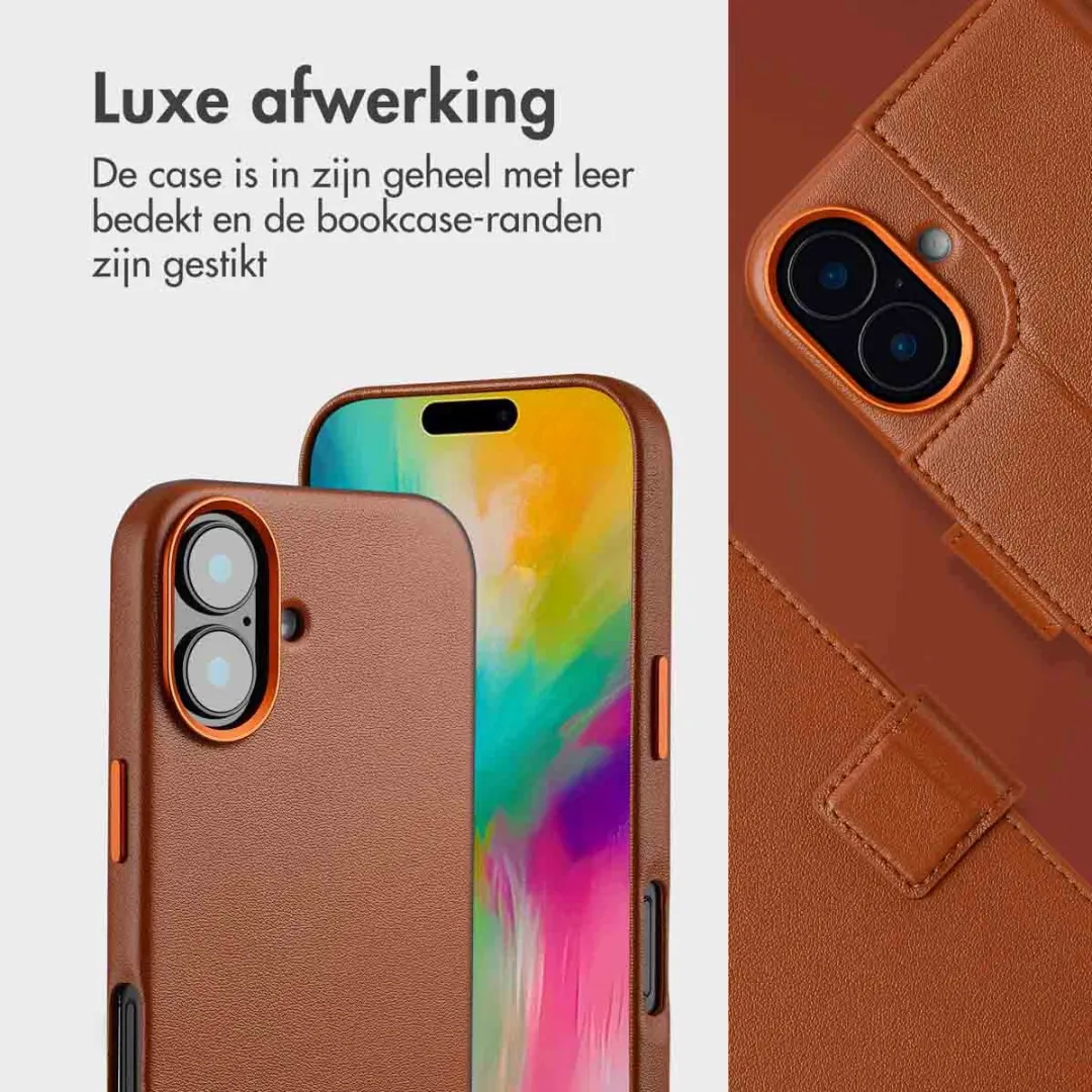 Accezz iPhone 16 Leather Bookcase Hoesje 3 Pasjes - Bruin - afbeelding 2 van 6