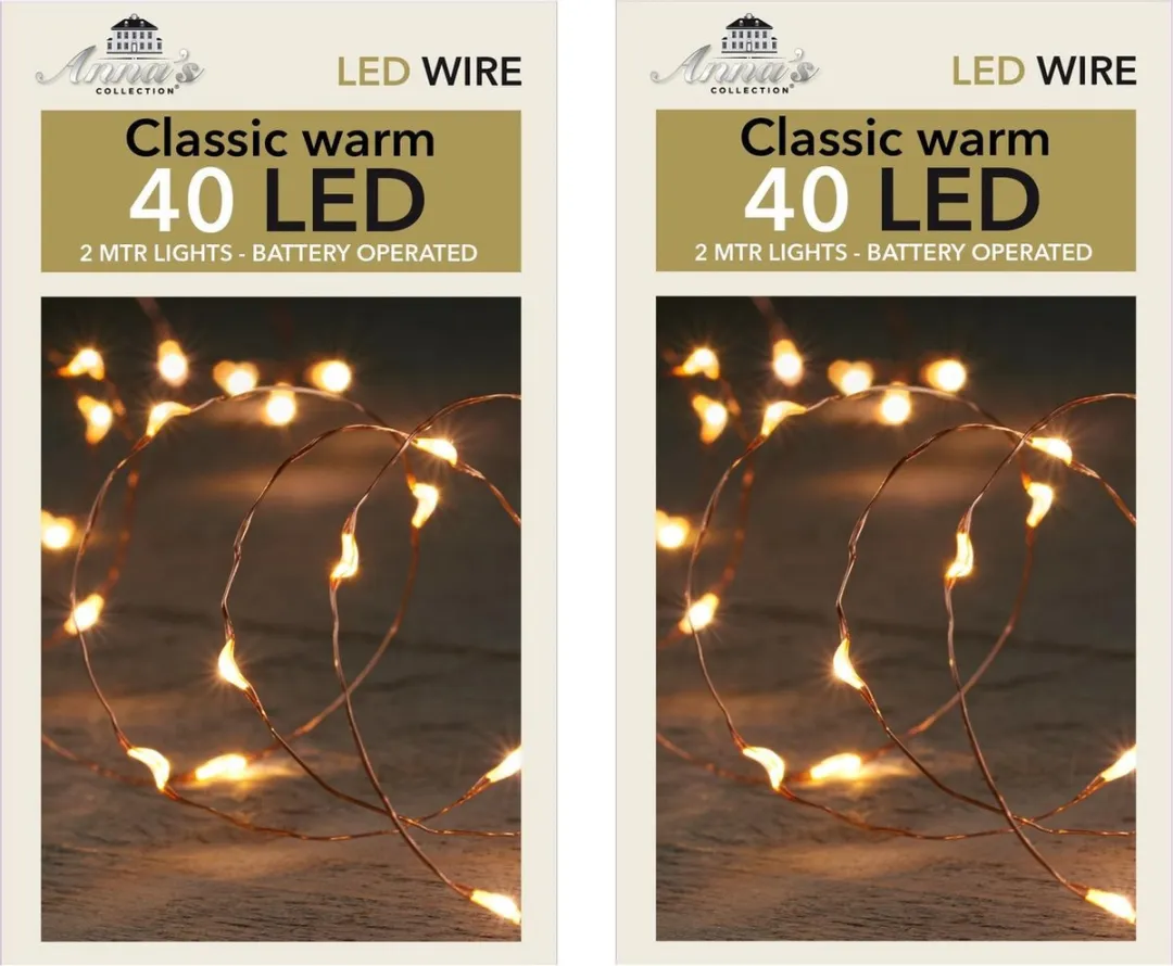 Anna's Collection Draadverlichting 3x - 60 LED Warm Wit - 200cm Koper