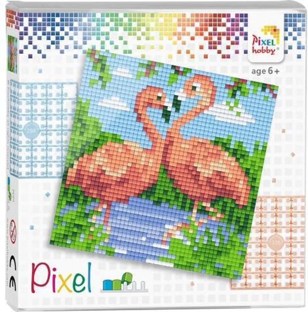 Pixelhobby Complete Set Flamingo's - Roze/Groen/Wit