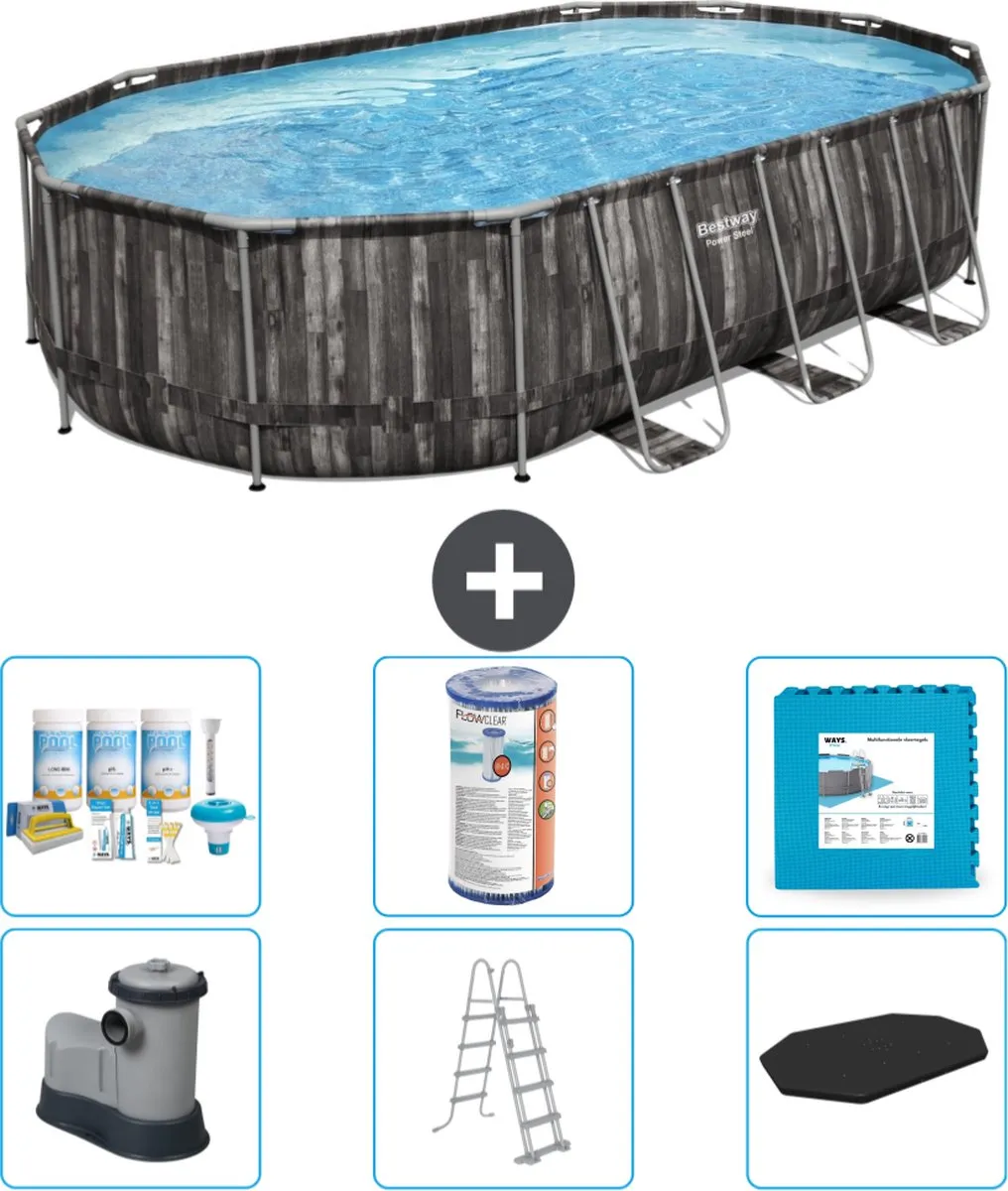 Bestway Power Steel Ovaal Zwembad 610x366x122cm