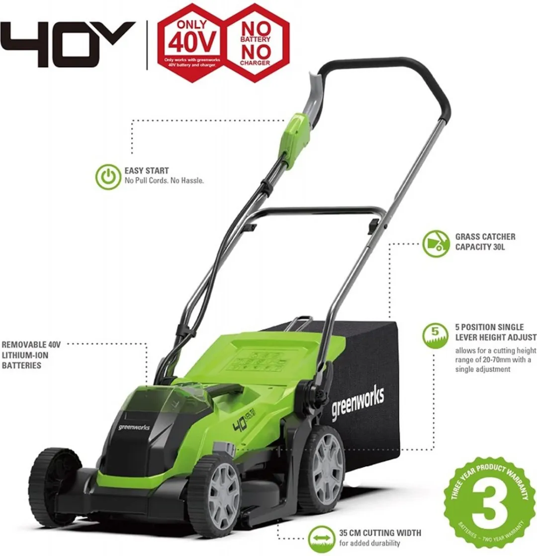 Greenworks 40V Accu Maaier - 40L Opvangbak