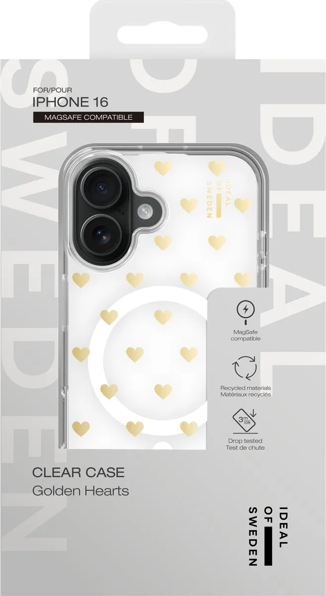 iDeal of Sweden Clear Case iPhone 16 Golden Hearts - MagSafe