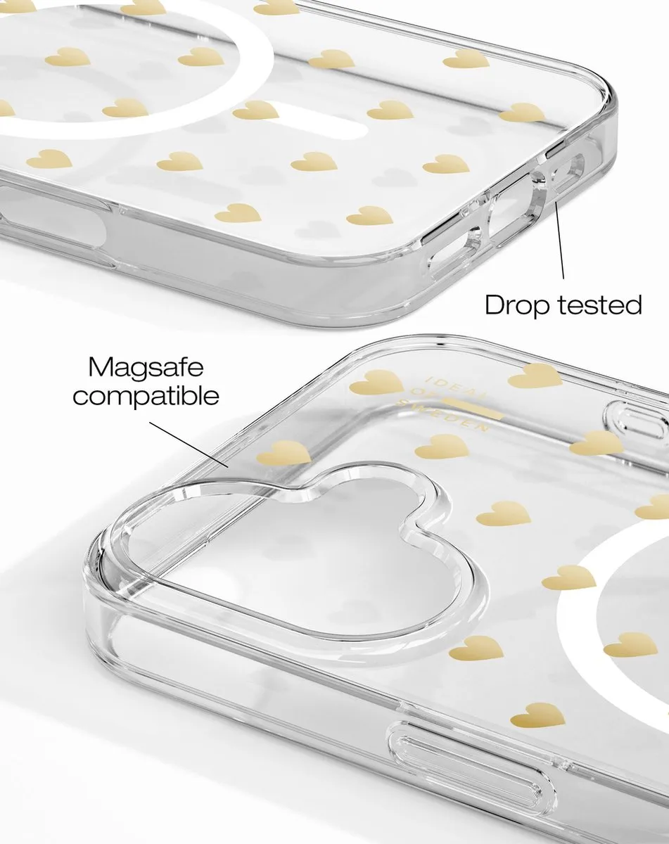 iDeal of Sweden Clear Case iPhone 16 Golden Hearts - MagSafe