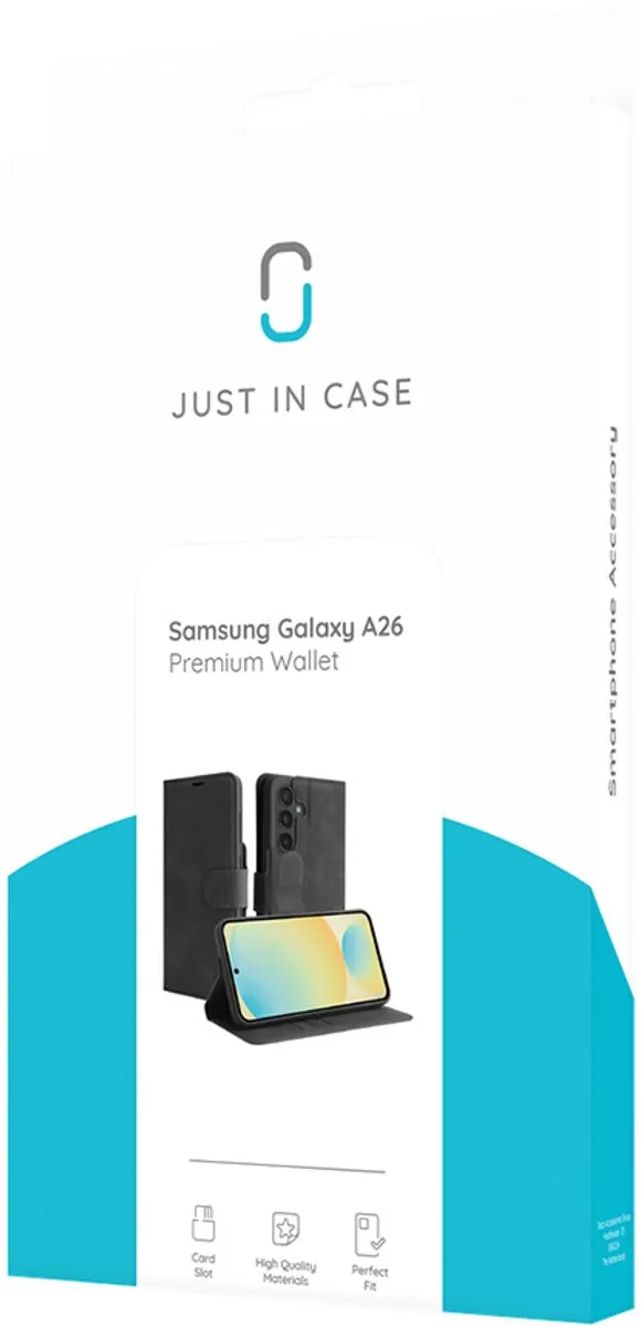 Just in Case Bookcase Hoesje Samsung Galaxy A26 - 4 Pasjes - Zwart