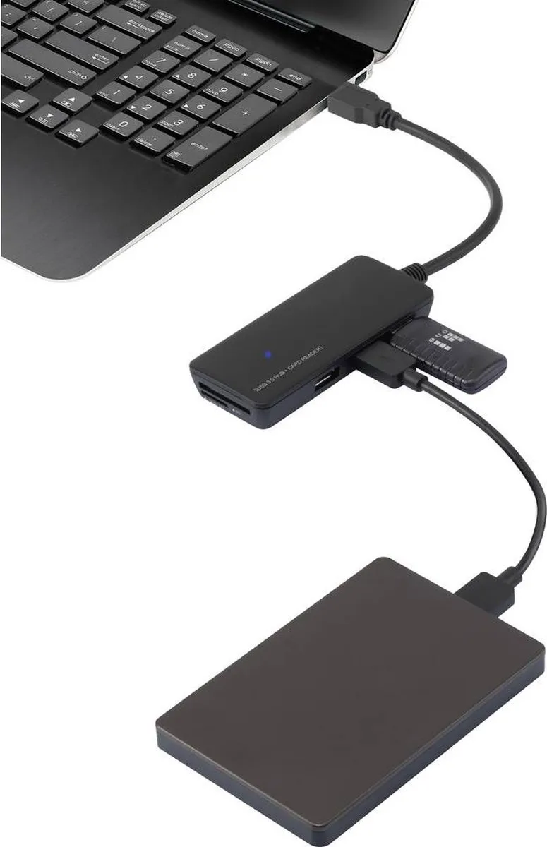 Renkforce RF-4027443 USB-hub 3 Poorten - USB 3.0 5Gbit/s - SD/Micro-SD - Zwart
