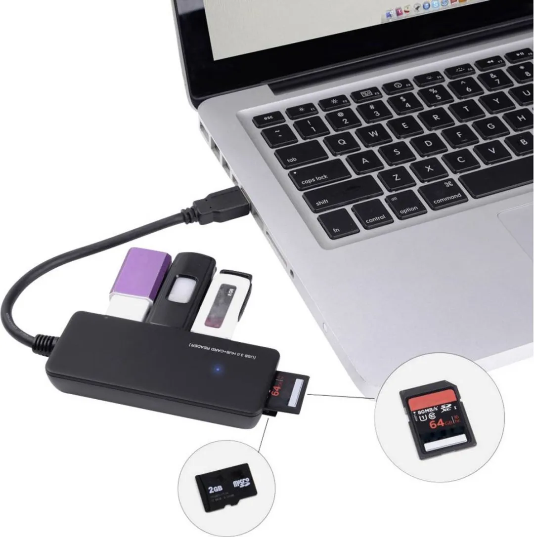 Renkforce RF-4027443 USB-hub 3 Poorten - USB 3.0 5Gbit/s - SD/Micro-SD - Zwart