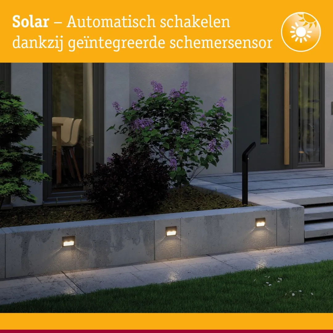 Paulmann Solar LED Traplamp Dayton - 3 Stuks - Antraciet