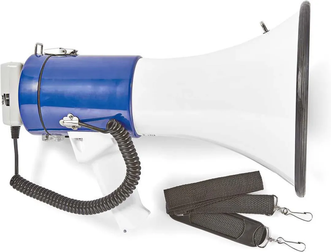 Nedis Megafoon 135dB - 1500m Bereik - Wit/Blauw
