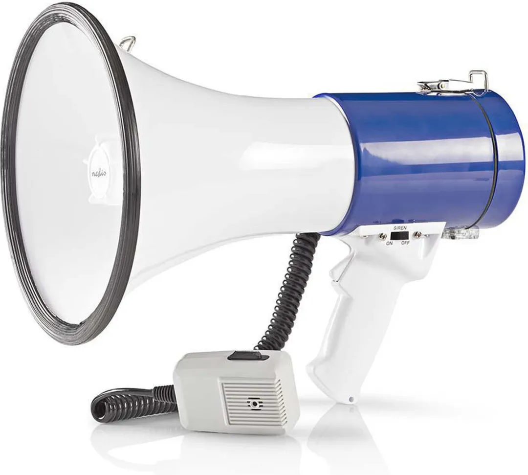 Nedis Megafoon 135dB - 1500m Bereik - Wit/Blauw