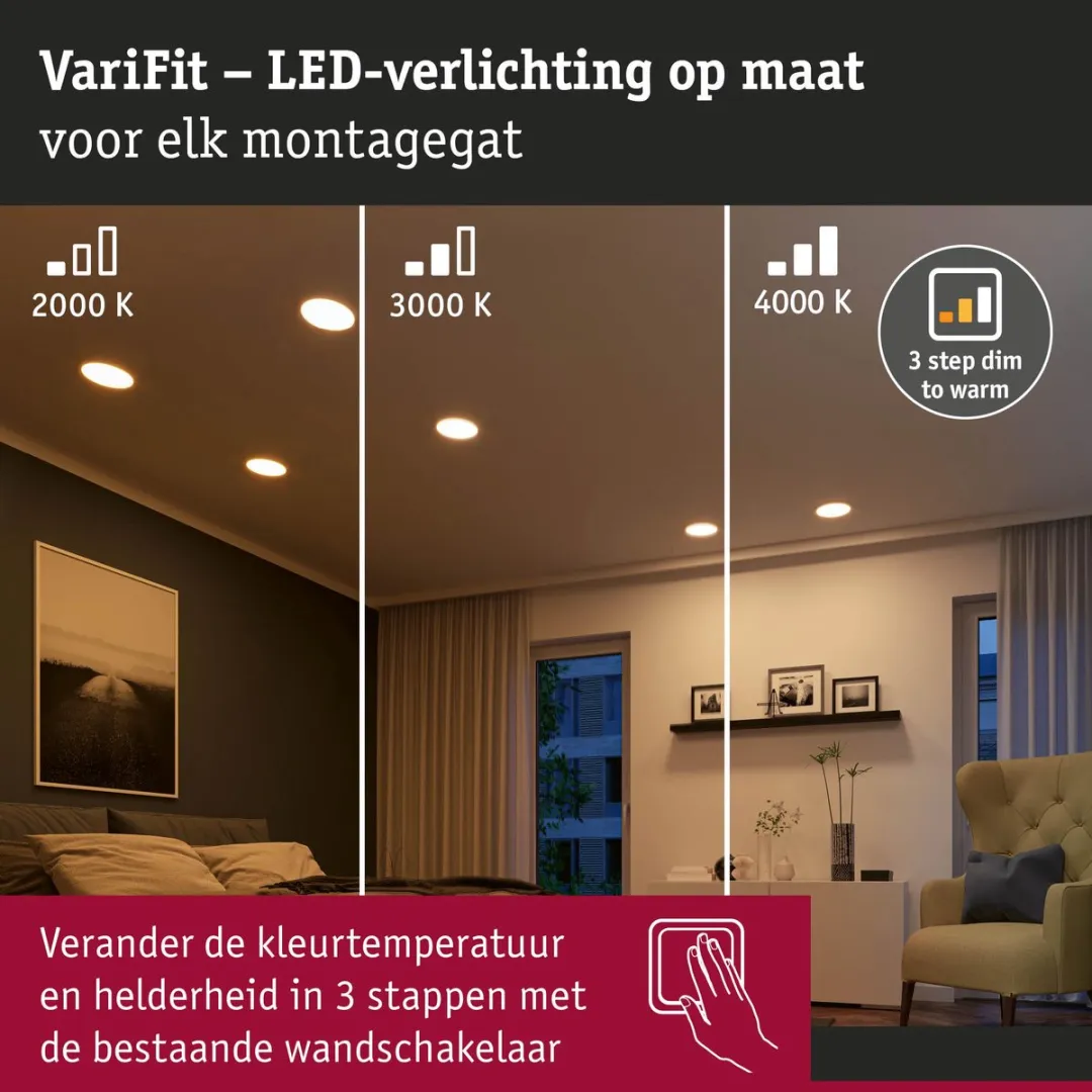 Paulmann VariFit Areo LED-inbouwpaneel 13W 1200lm - Wit mat - afbeelding 6 van 6