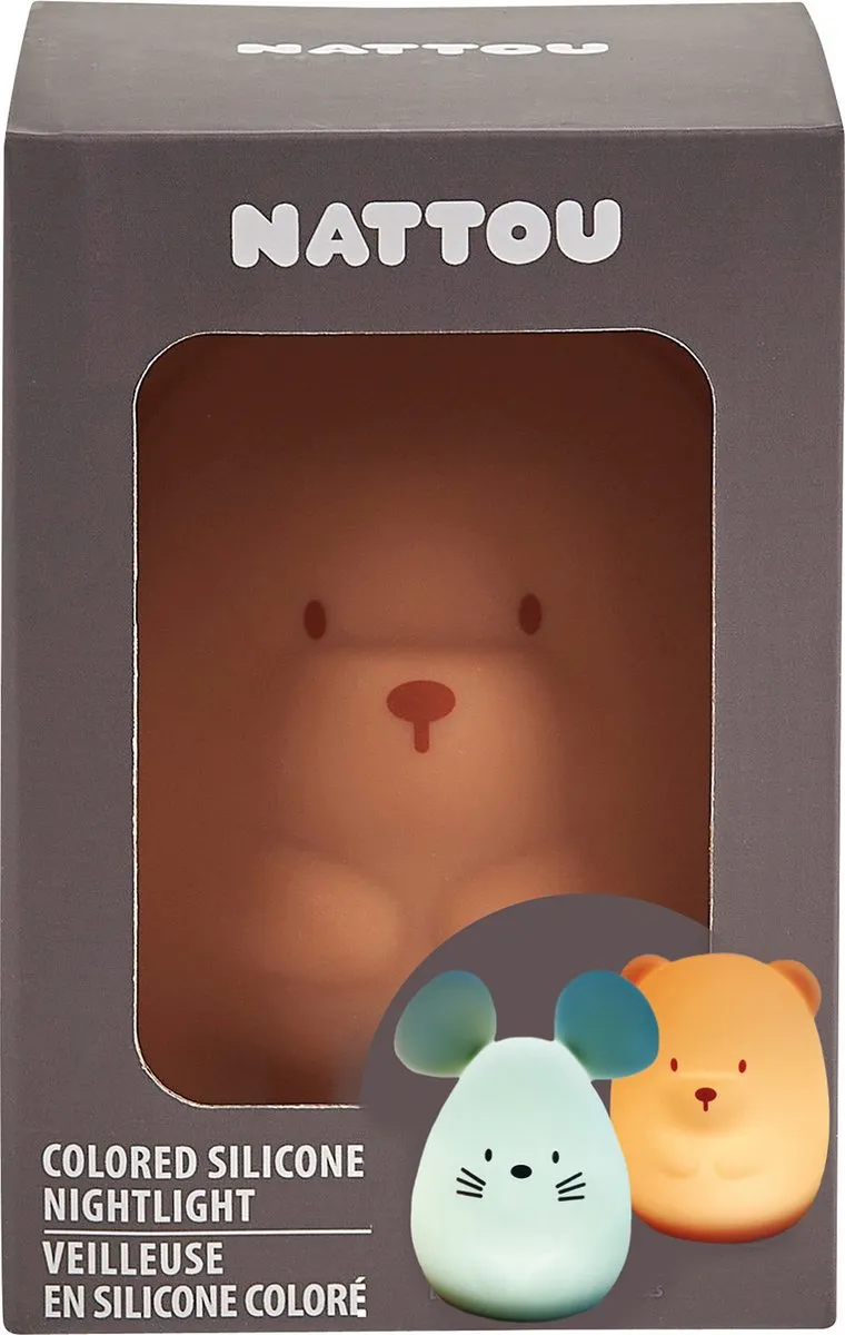 Nattou Silicone Nachtlamp Beer 11cm - Oranje