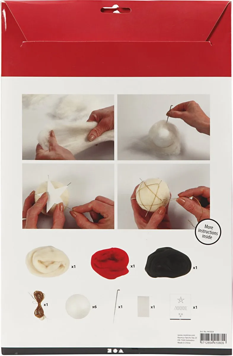 Creativ Company DIY Kerstballen Vilten - 6 Stuks - Multicolor