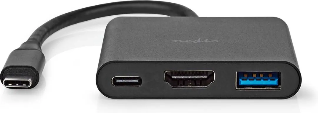 Nedis CCGB64770BK01 USB Multi-Port Adapter - USB-C/HDMI/USB-A - 5Gbps - 10cm - Zwart