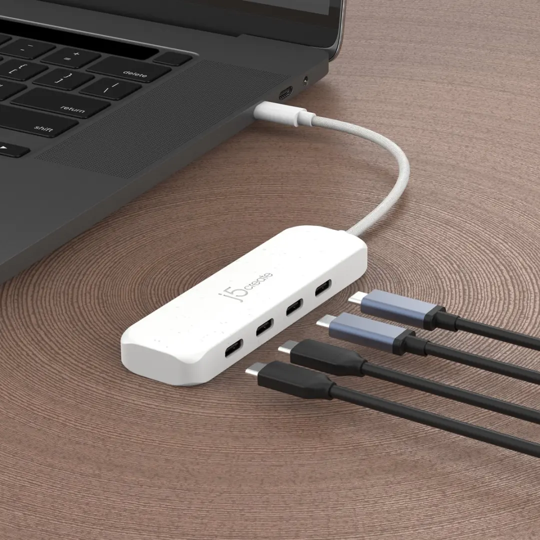 j5create JCH345EW-N USB-C Hub 4-Poorts - Wit - afbeelding 2 van 5