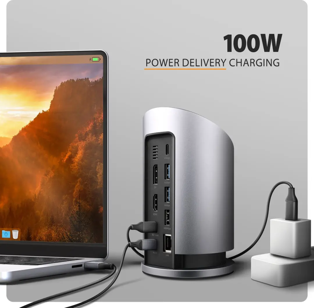 Axagon HMC-WL9 USB-C Dockingstation - Grijs - afbeelding 2 van 6
