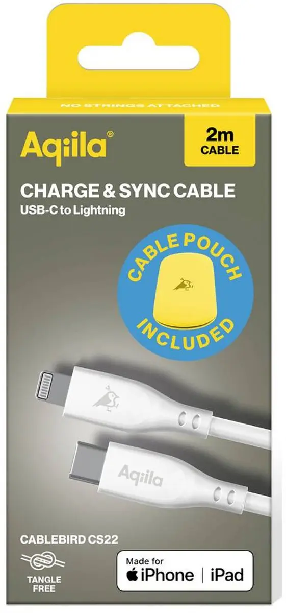Aqiila AQCBPBIC4SI843 USB-C naar Lightning Kabel 2m - Wit - afbeelding 6 van 6