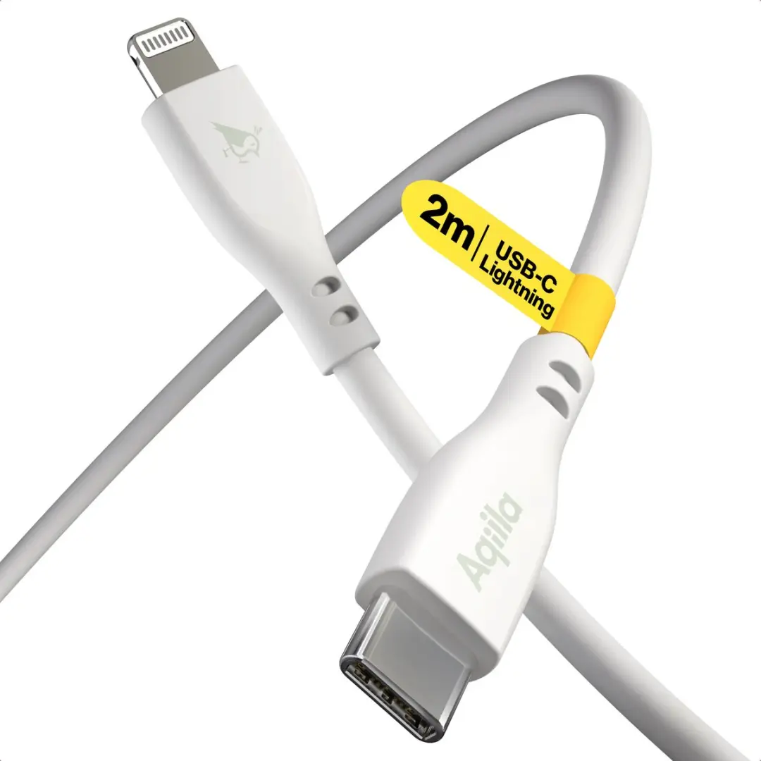 Aqiila AQCBPBIC4SI843 USB-C naar Lightning Kabel 2m - Wit - afbeelding 2 van 6