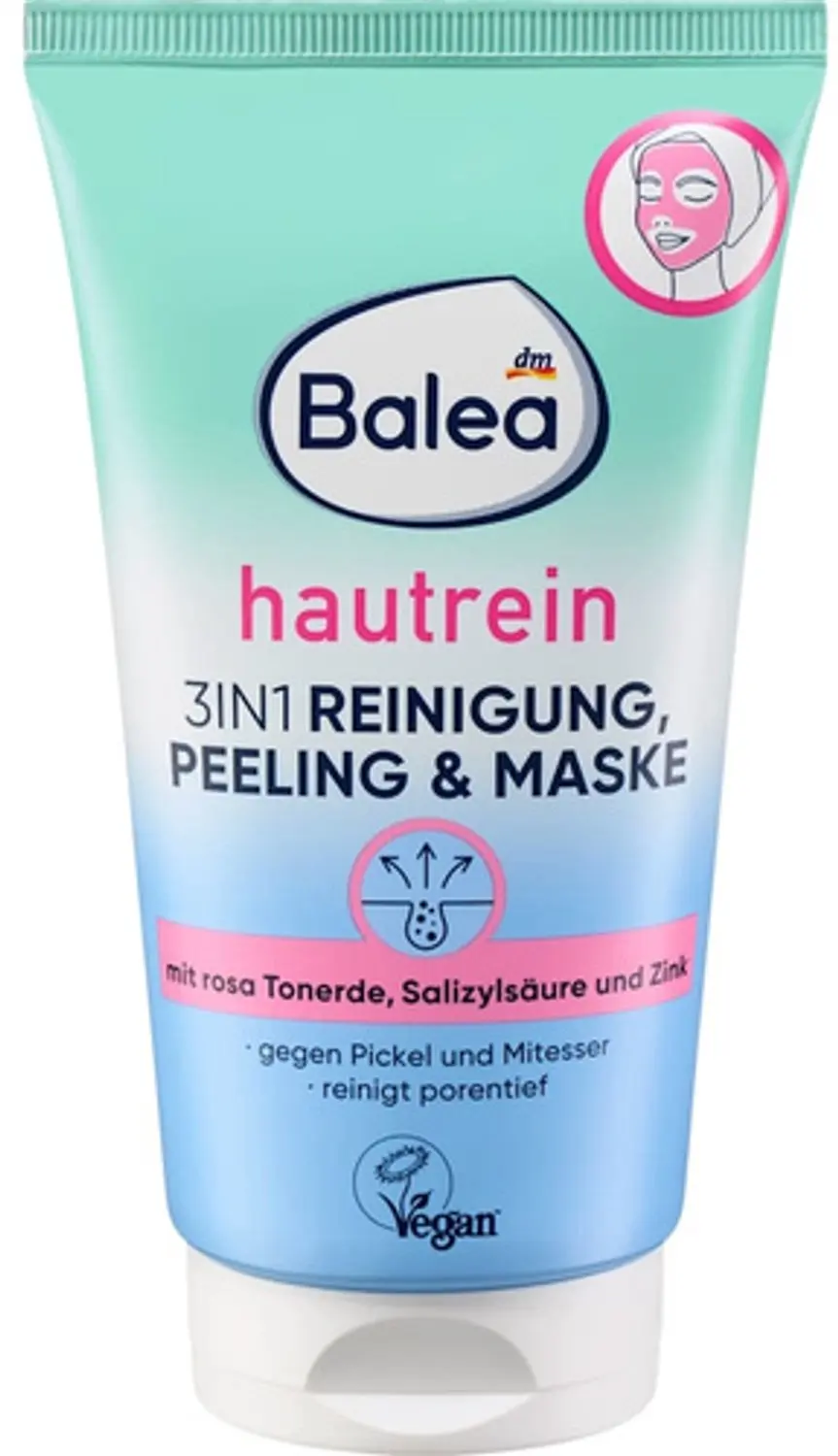 Balea reiniging peeling & masker Huidrein 3-in-1, 150 ml