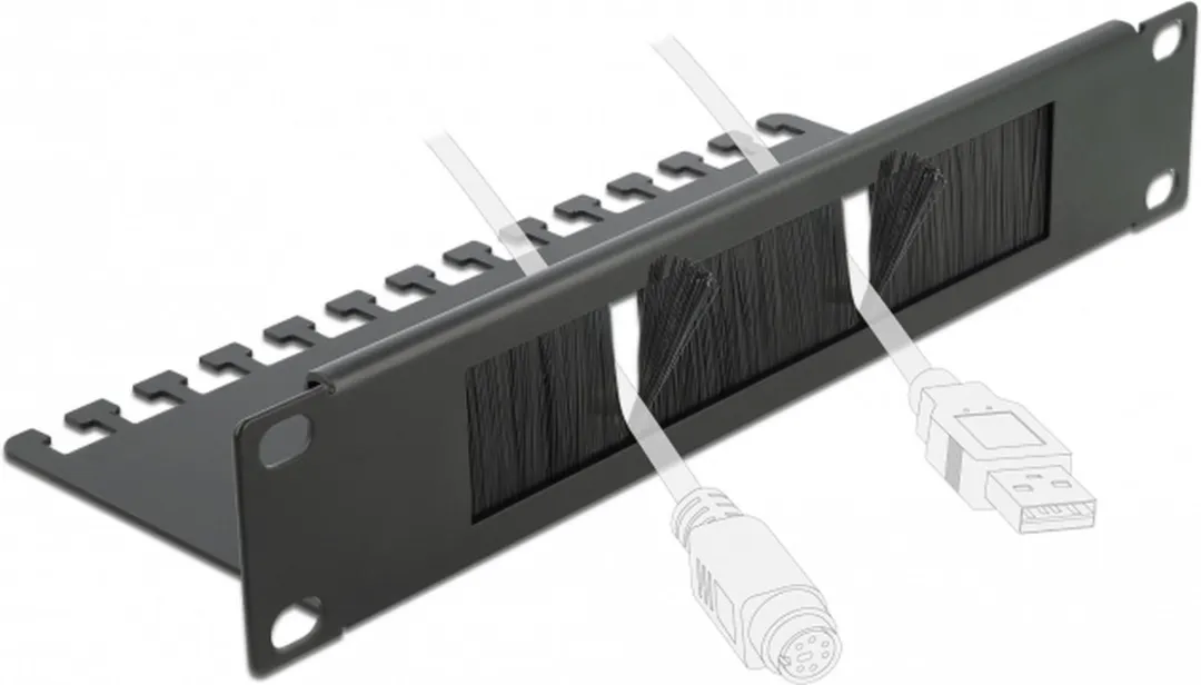 Delock 66483 Kabelbeheersborstelstrip 10" - Zwart - afbeelding 2 van 4