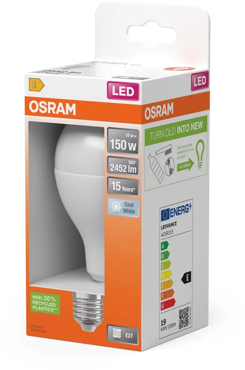 Osram LED-lamp E27 Ballon 19W Neutraalwit - Mat - 4000K - afbeelding 6 van 6
