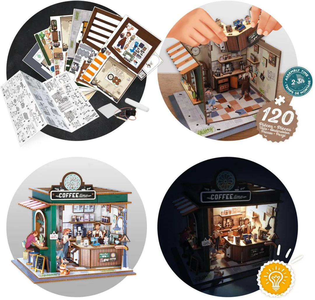 Buki France Miniatuurcafe Diorama Modelbouwpakket - 120 Onderdelen - Multi Color
