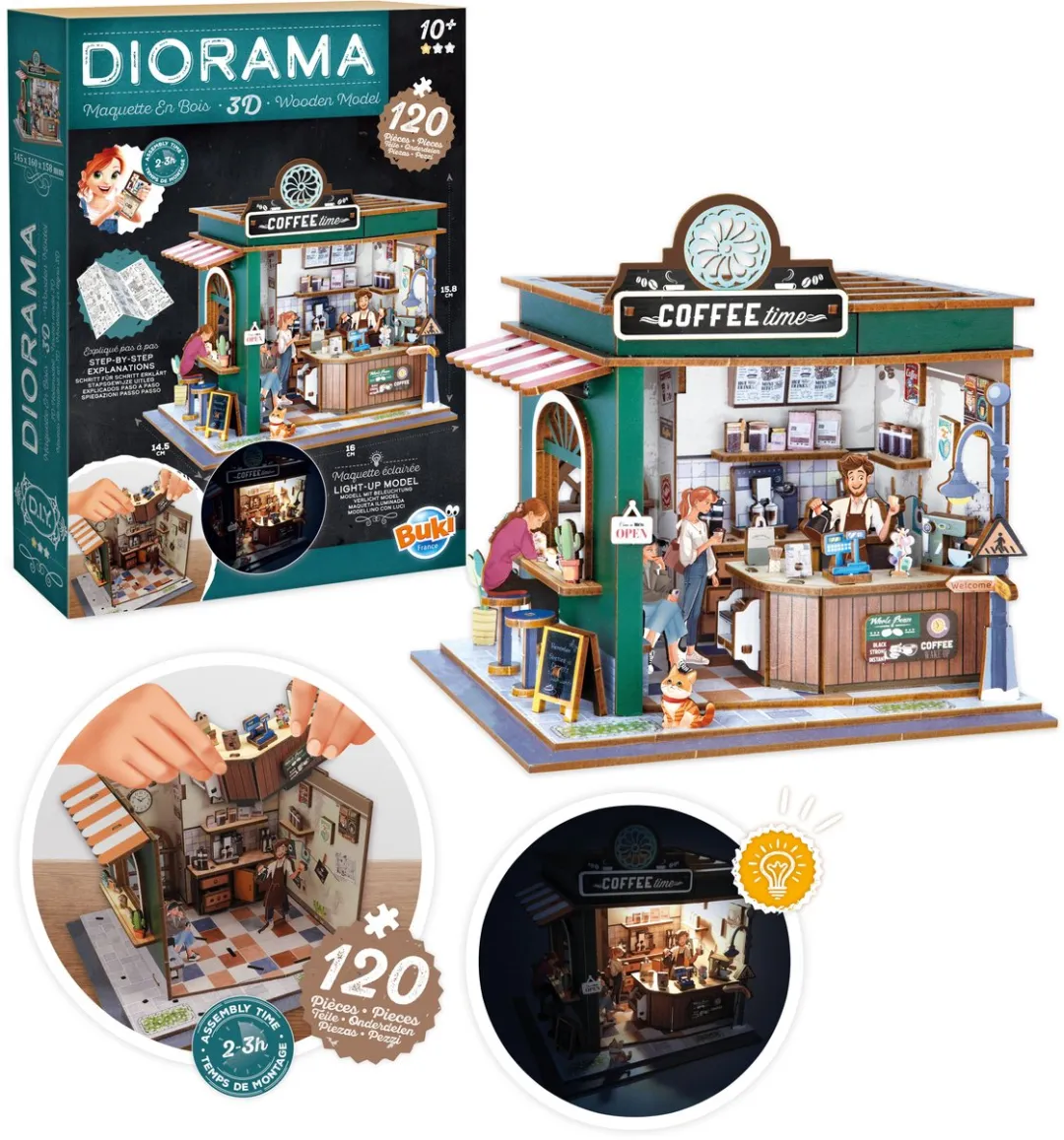 Buki France Miniatuurcafe Diorama Modelbouwpakket - 120 Onderdelen - Multi Color