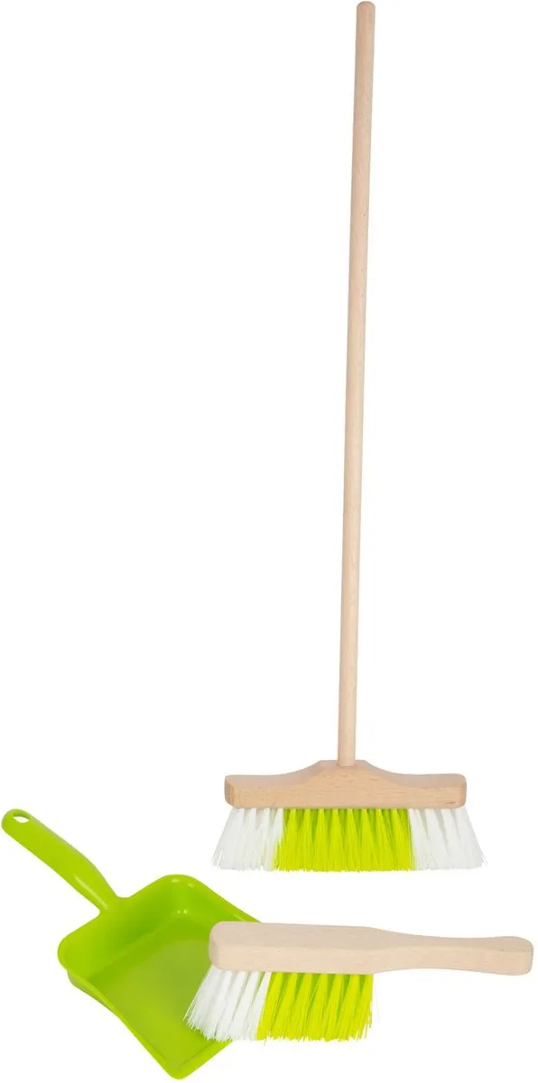 Small Foot Houten Veegset 3-delig - Groen/Hout/Wit